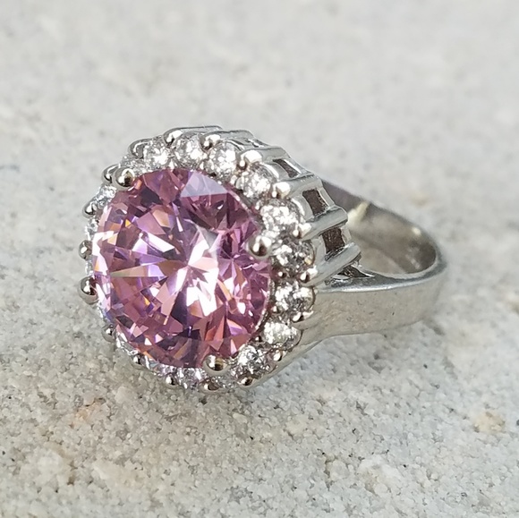Jewelry - Pink Sapphire & White Topaz Sterling Silver Ring